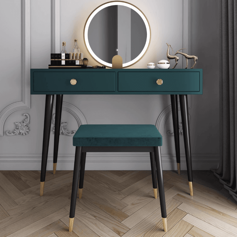Modish Standard/Small Makeup Vanity with Solid+Engineered Wood Table Top and 3/2 Drawers - image 3