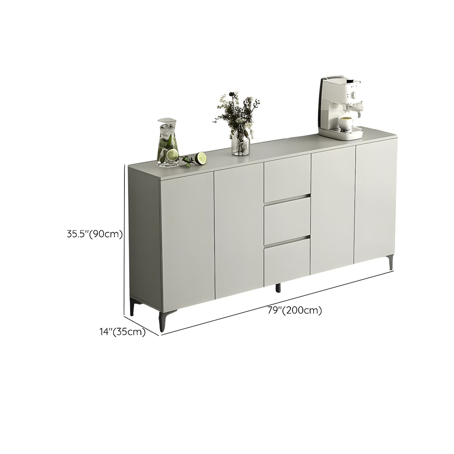 Contemporary Living Room Stone Top Sideboard with Doors and Drawers - image 21