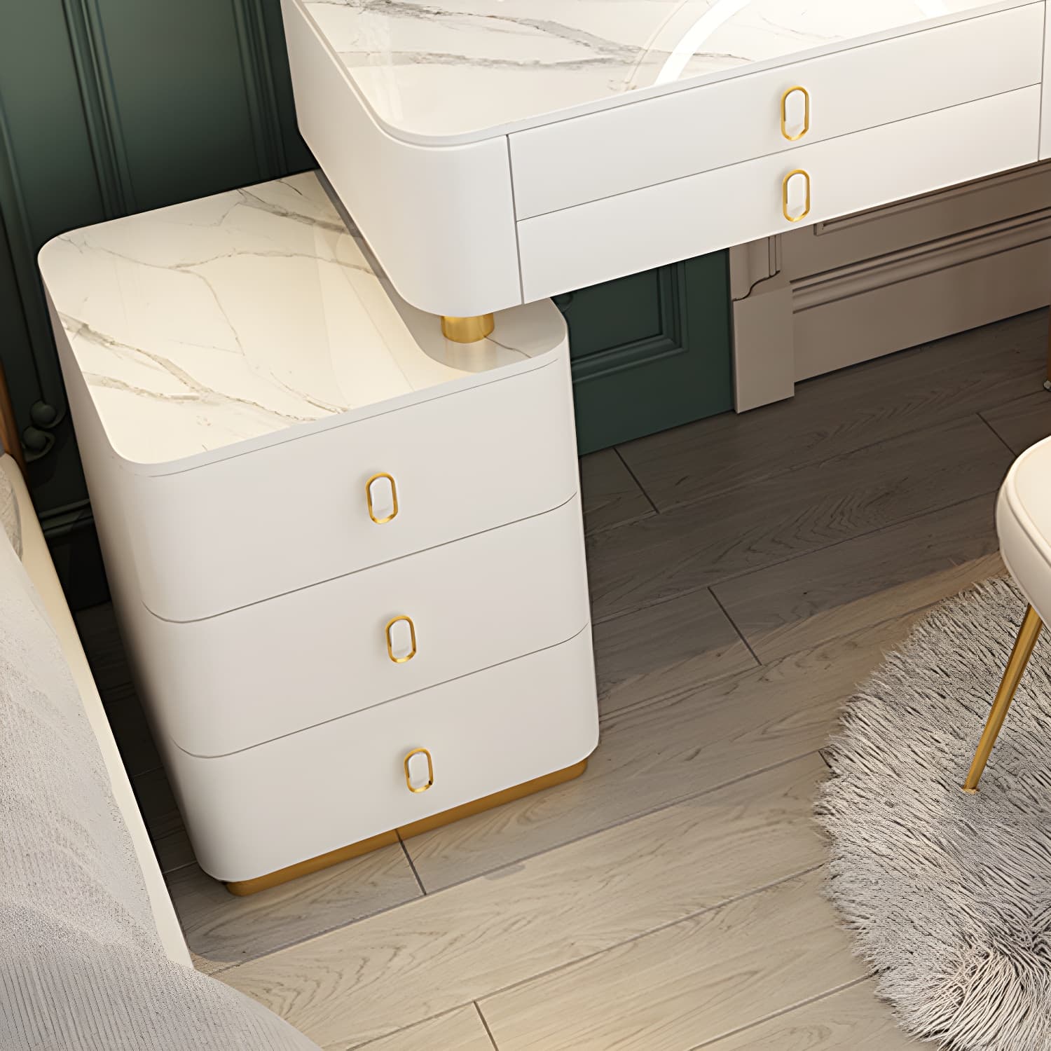 Glam Bedroom Vanity Dressing Table Stone Makeup Vanity Desk with Drawer - image 13