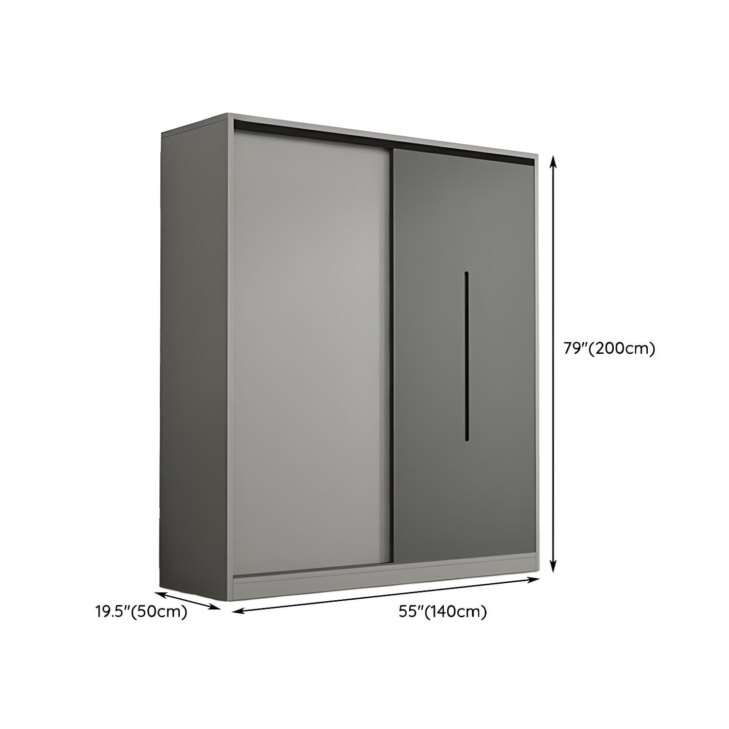 Contemporary Wood Grey Cloth Rod Included Wardrobe with Shelves - image 14
