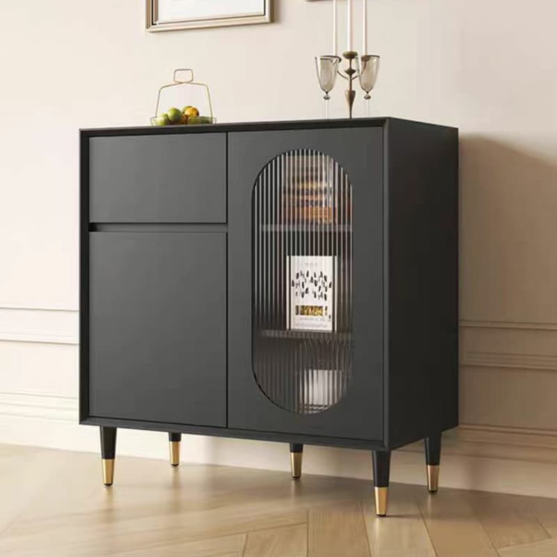 Wood Glam Sideboard Credenza with Glass Doors and Drawers, 40cm Overall Width, 85cm Overall Height - image 6
