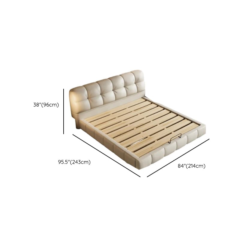 Beige Solid Color Storage Bed with 3 Storage Boxes, Pine Wood Frame, and Button-tufted Design for Living Room - image 9