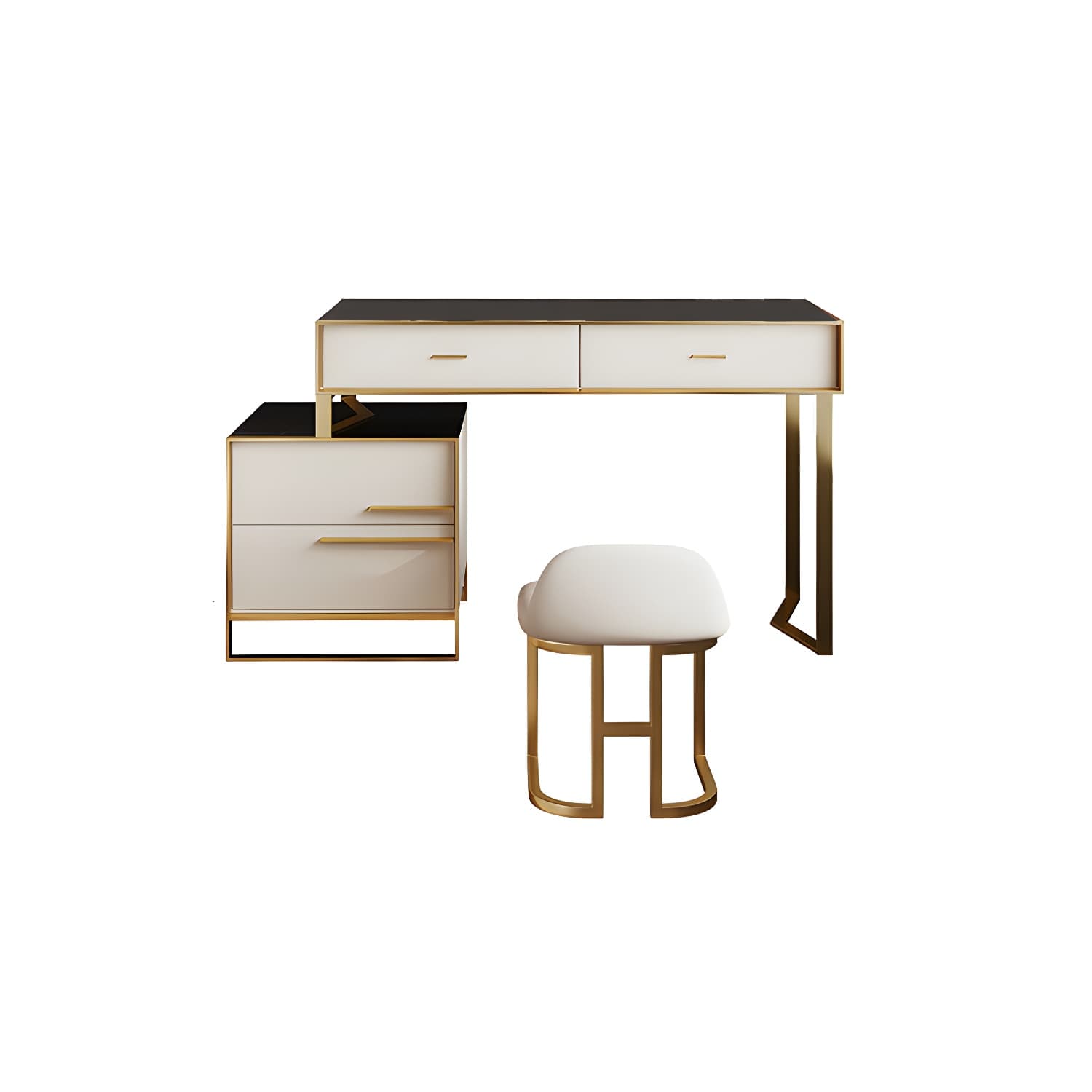 Luxurious Metal Make-up Vanity 4 Solid Wood Drawers Dressing Table - image 6
