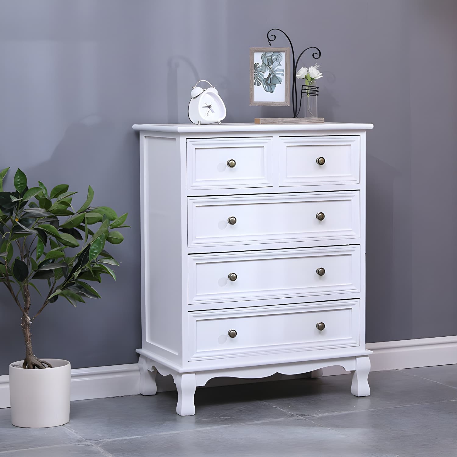 Vintage Solid Wood Dresser 14" W Vertical Storage Chest with Drawers - image 6