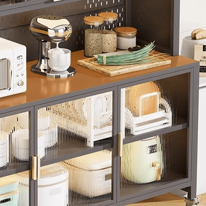 Narrow Steel Countertop Sideboard with Wheels, Cupboard, Changeable Shelf, and 3/4 Doors - image 5