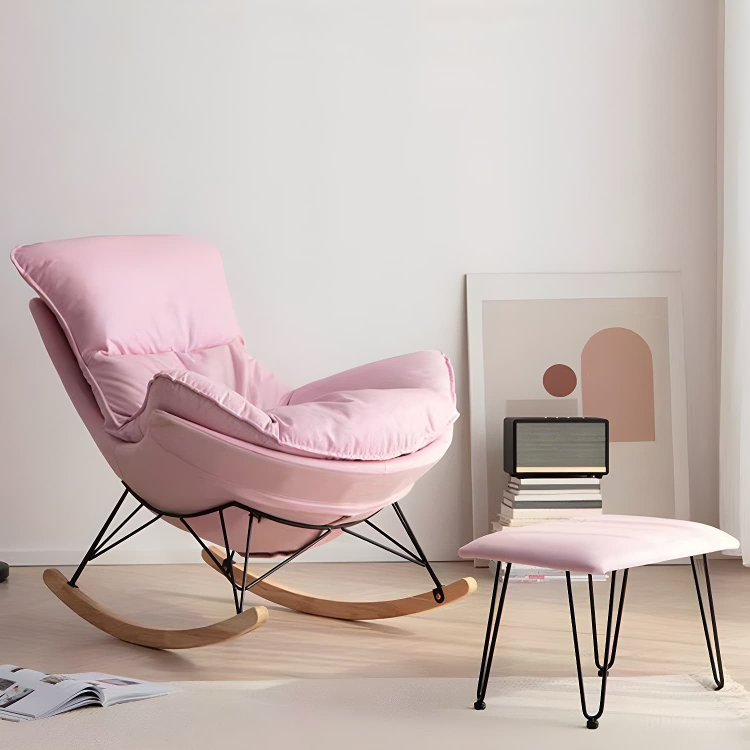 Modern Single Lazy Rocking Chair Indoor Sofa Rocking Chair with Cushion - image 8
