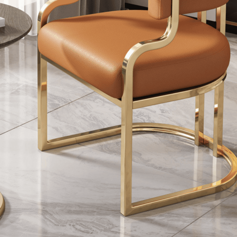Minimalist Arm Chair with Cushioned Seat, Arms, Metallic Metal Legs, and Low Back - image 14