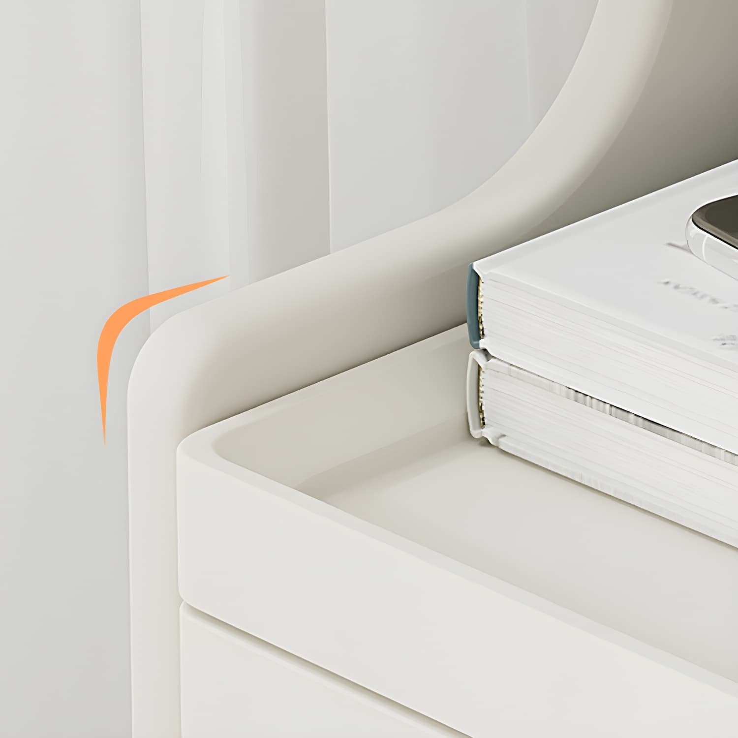 Modern Wood Open Storage Nightstand in Narrow Design with Drawers - image 9