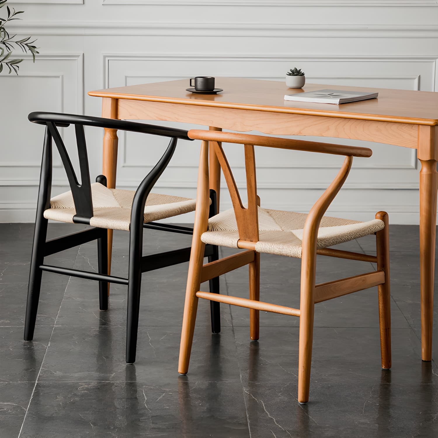 Scandinavian Wood Side Chair with Wishbone Back and Upholstered Seat for Kitchen & Dining - image 18