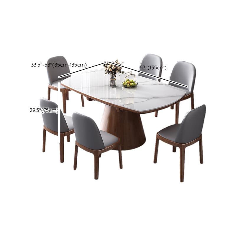 Dining Table Set with Extension Feature and Slate Stone Top, Seats 6/4 People, Variable-sized - image 11