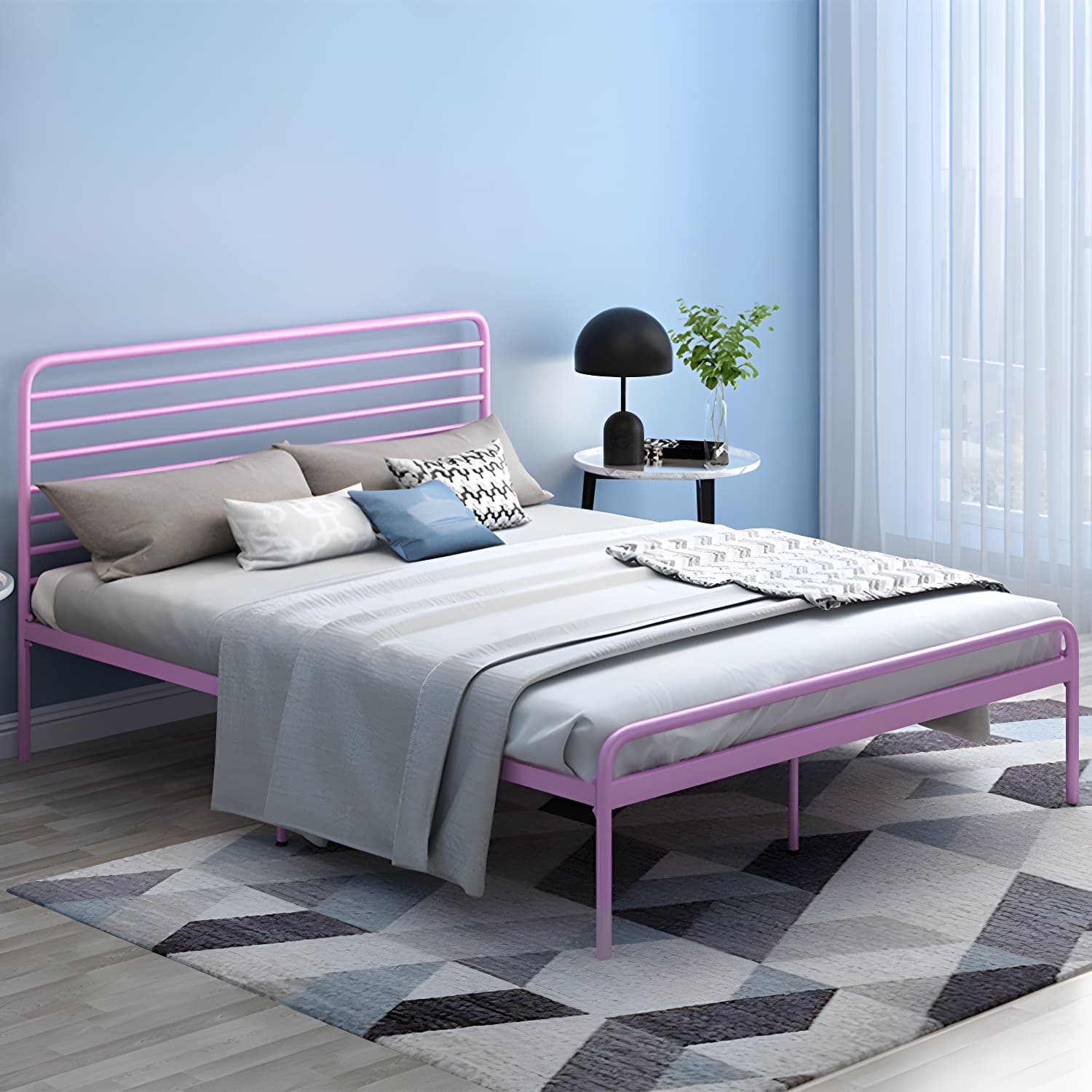 84.65 inch Wide Industial Bed Frame Metal Bed with Headboard - image 6