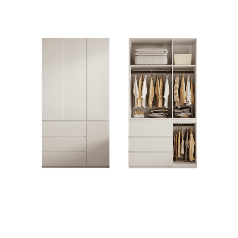 White Modish Manufactured Wood Armoire Cabinet with Soft Close Drawer, Soft Close Door, Interior Shelves, and Clothing Rod - image 3