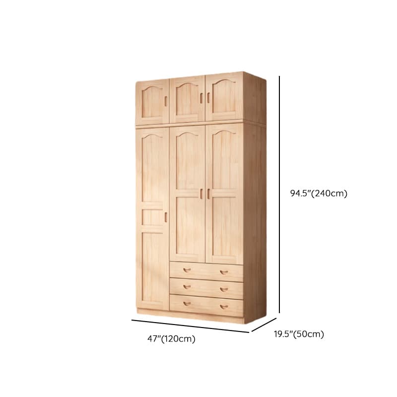Modish Natural Color Reclaimed Wood Wardrobe Armoire with Soft Close Drawer, Soft Close Door - image 17