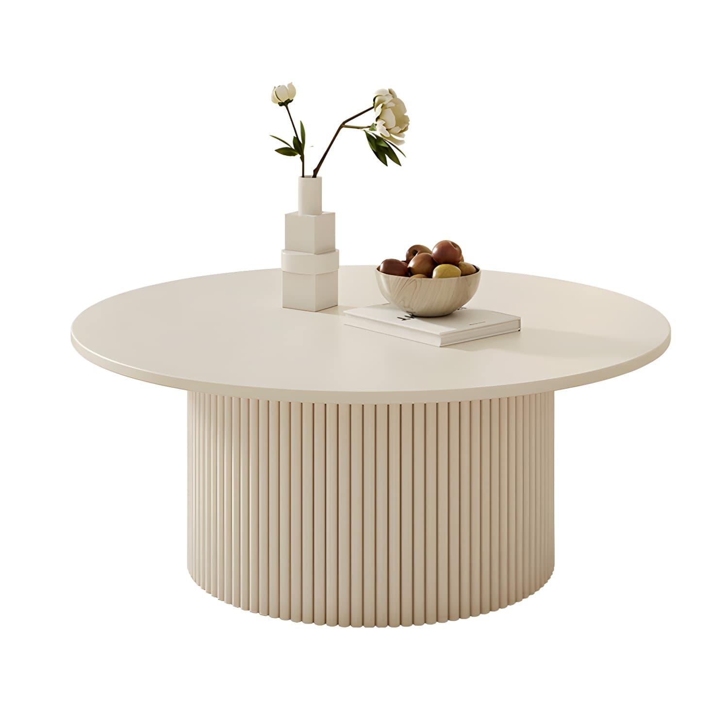 Round Nesting Coffee Tables Scandinavian Stone Top Steel Base - image 5