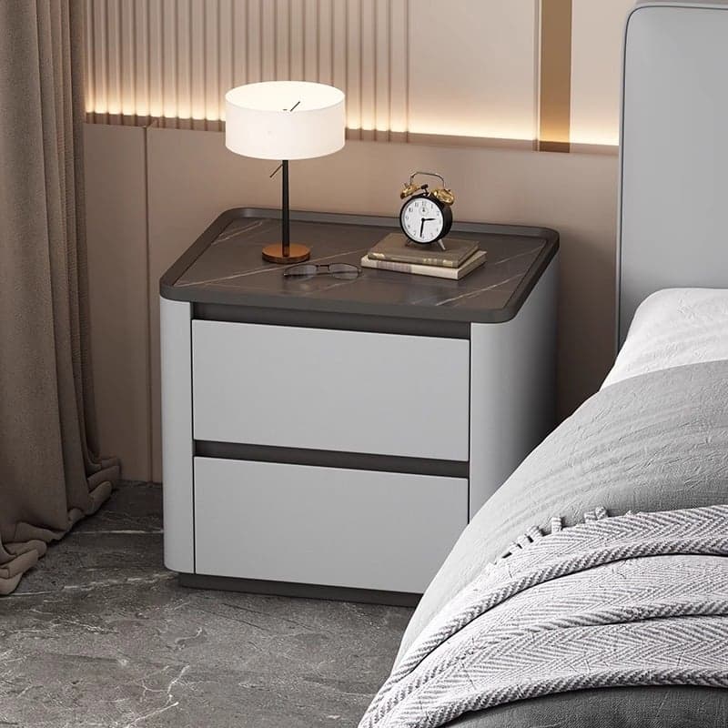 Stylish Bedside Cabinet Nightstand with 2 Drawers and Sintered Stone Countertop - image 7