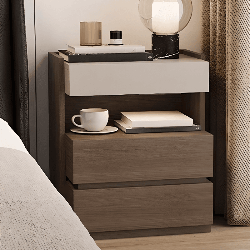 Organic Modern Nightstand With Drawer Organization Featuring 2 Shelves and Particle Board Wood Countertop - image 5