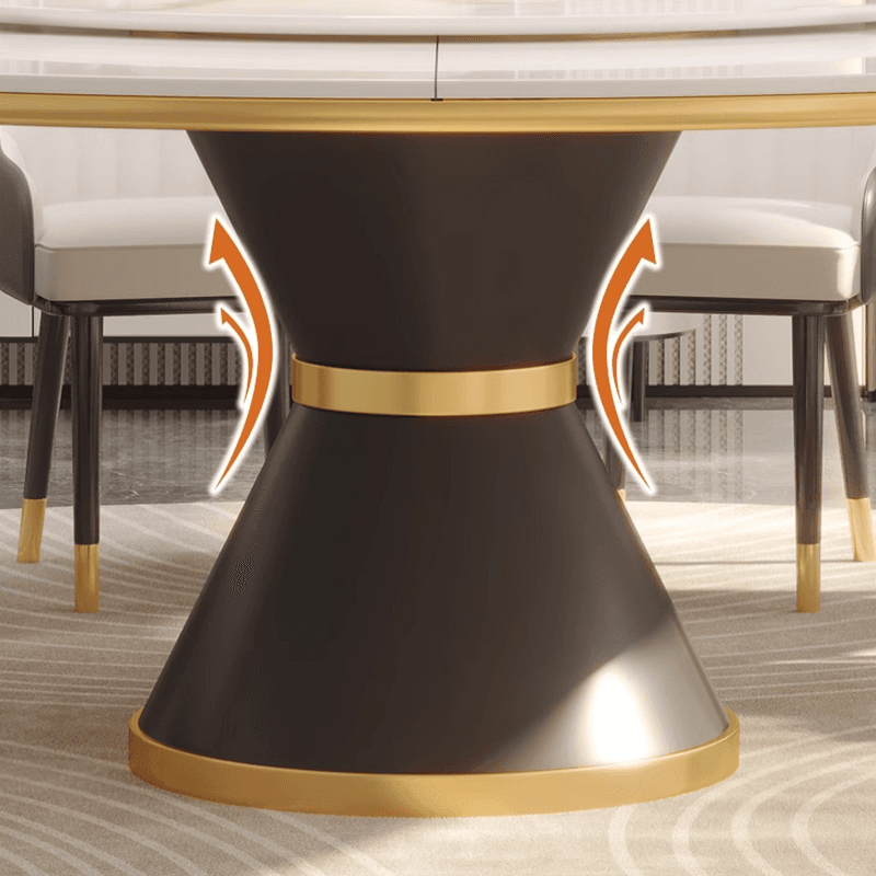 Minimalist Rounded Dining Table Set with Stump Base and Enclosed Back in White, Rotatable - image 5