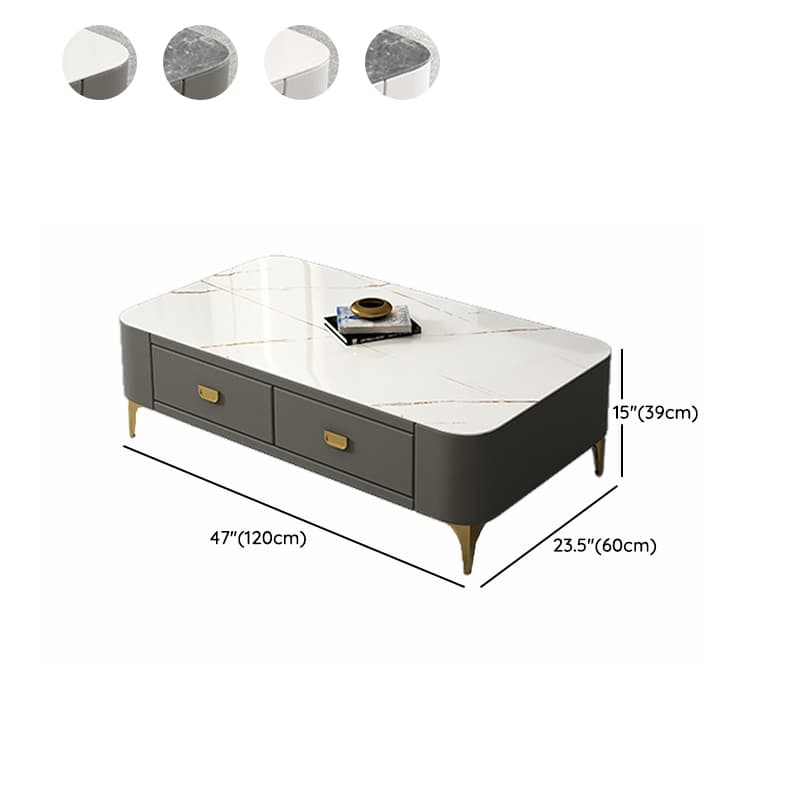 Modern Oblong Stone Coffee Table with Water and Scratch Resistant - image 22