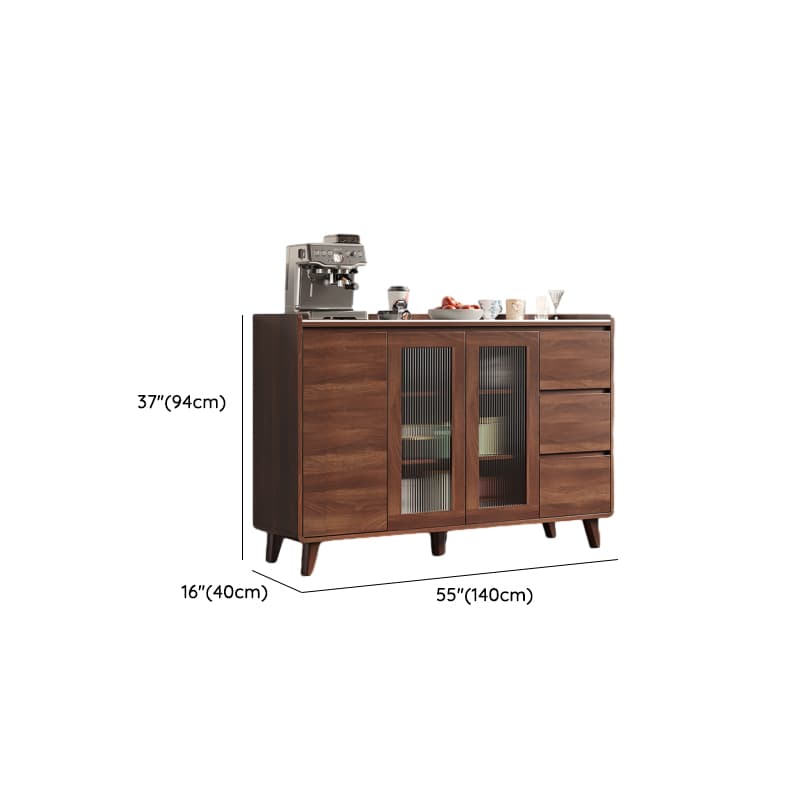 3 Drawers & 2 Doors/3 Doors/4 Doors Standard/Narrow Sintered Stone Sideboard with Drawers & Adaptable Shelf, Cocoa - image 13