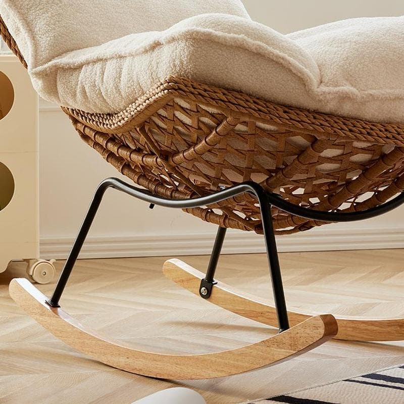 Traditional Armless Design Indoor Rocking Chair with rattan Frame and Nature Wood Legs - image 14