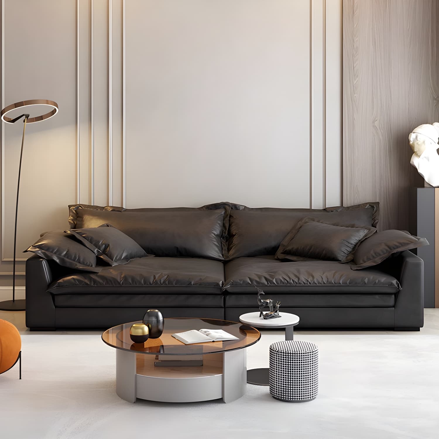 Modern Black Stationary Sectional Sofa with Wood Frame and Tech Cloth Upholstery - image 3