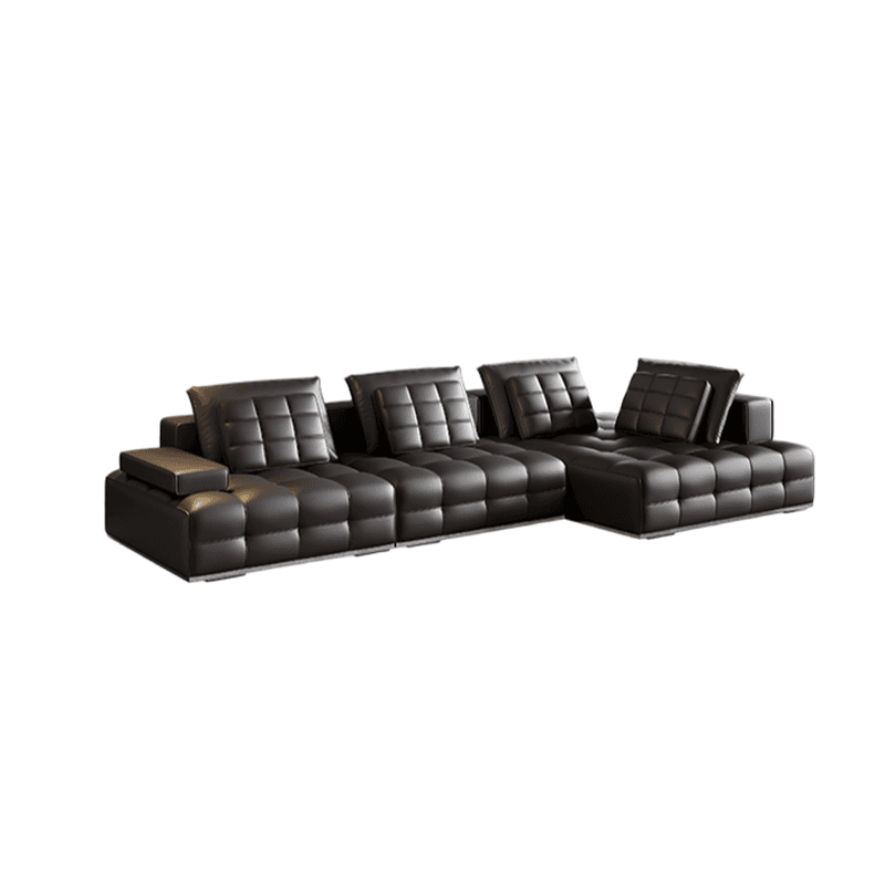 Versatile Black Sofa, Straight/L-Shape, 7-Seater, Horizontal/Right Hand Facing Orientation - image 4