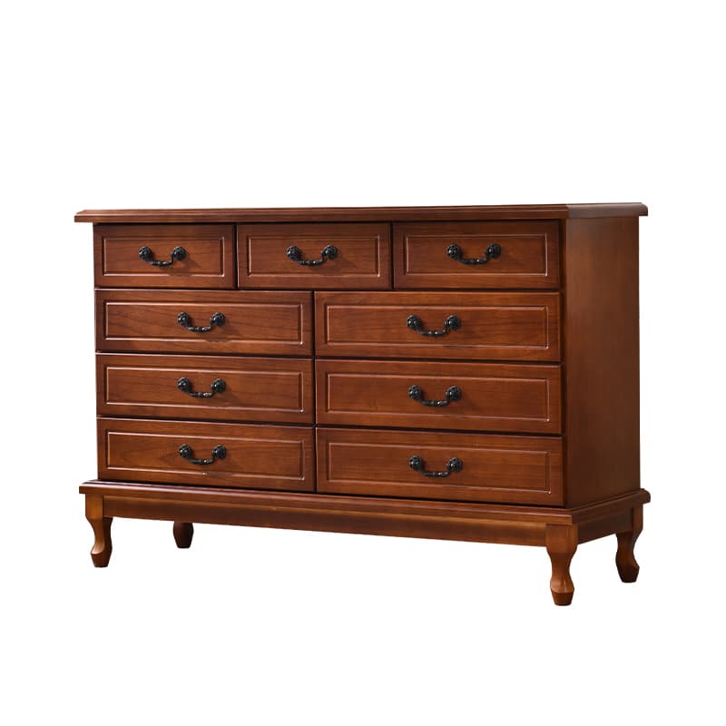 Traditional Style Black Handle Chest with Drawers in Solid Wood - image 11