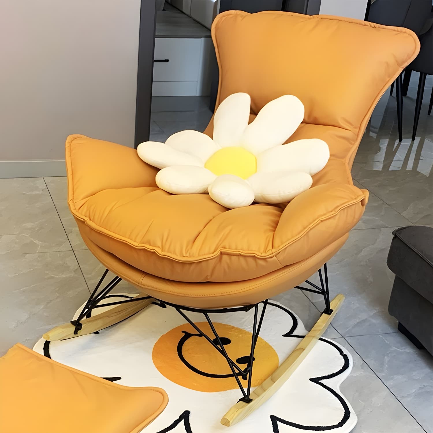 Modern Rocking Chair Solid Wood Rocker Chair with Light Legs - image 19