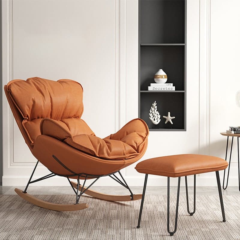 Modern Upholstered Rocking Chair - Natural Wood Legs - Stylish Home Decor - image 6