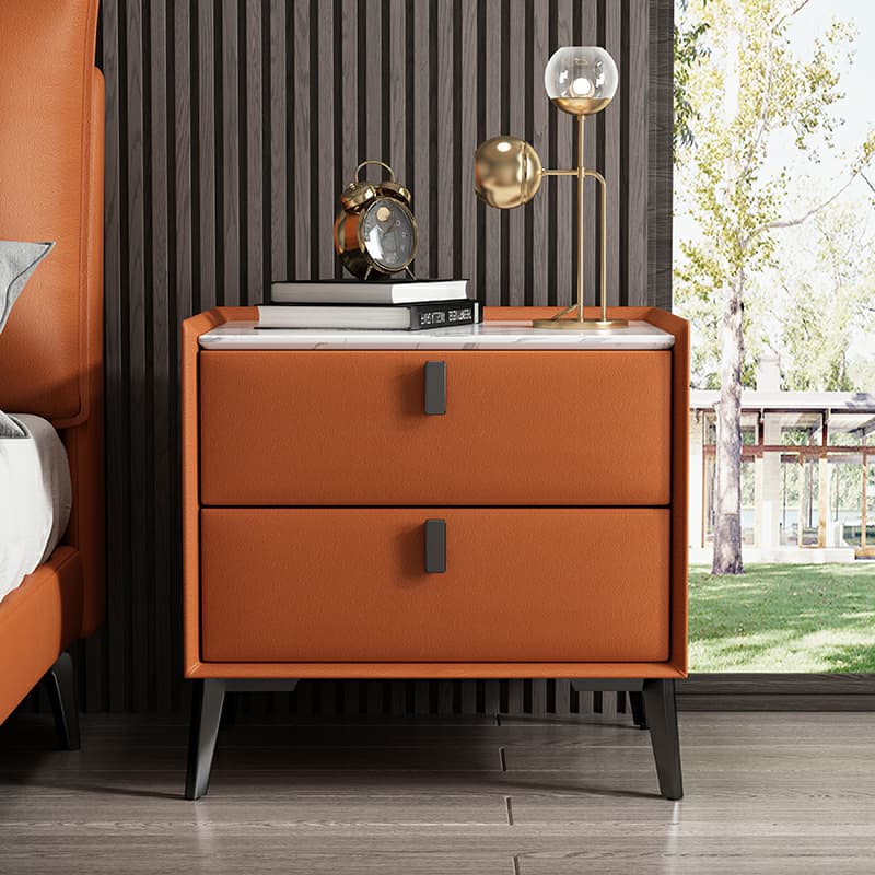 Contemporary 4 Legs Storage Drawer Nightstand with Black Handles for Bedroom - image 15