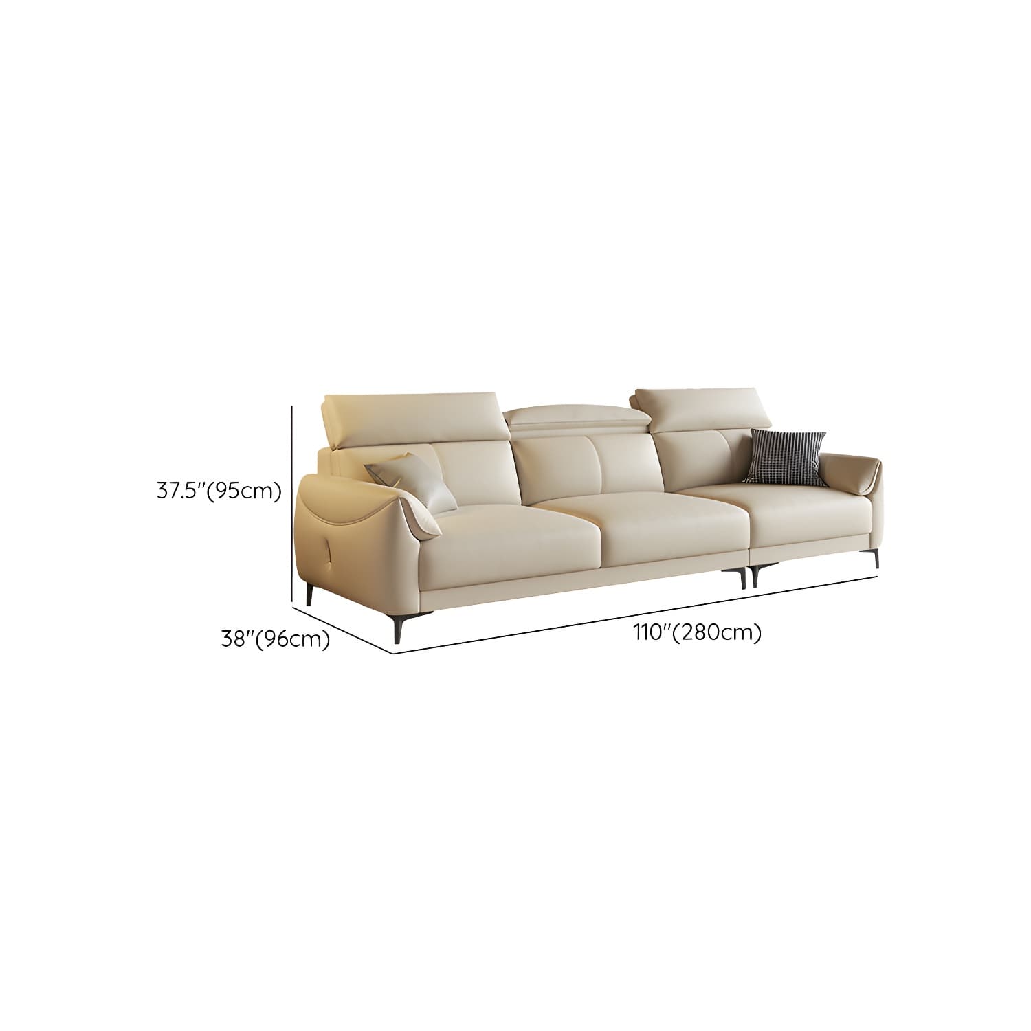 Modern Beige Genuine Leather Sectional Sofa with Adjustable Headrest - image 13