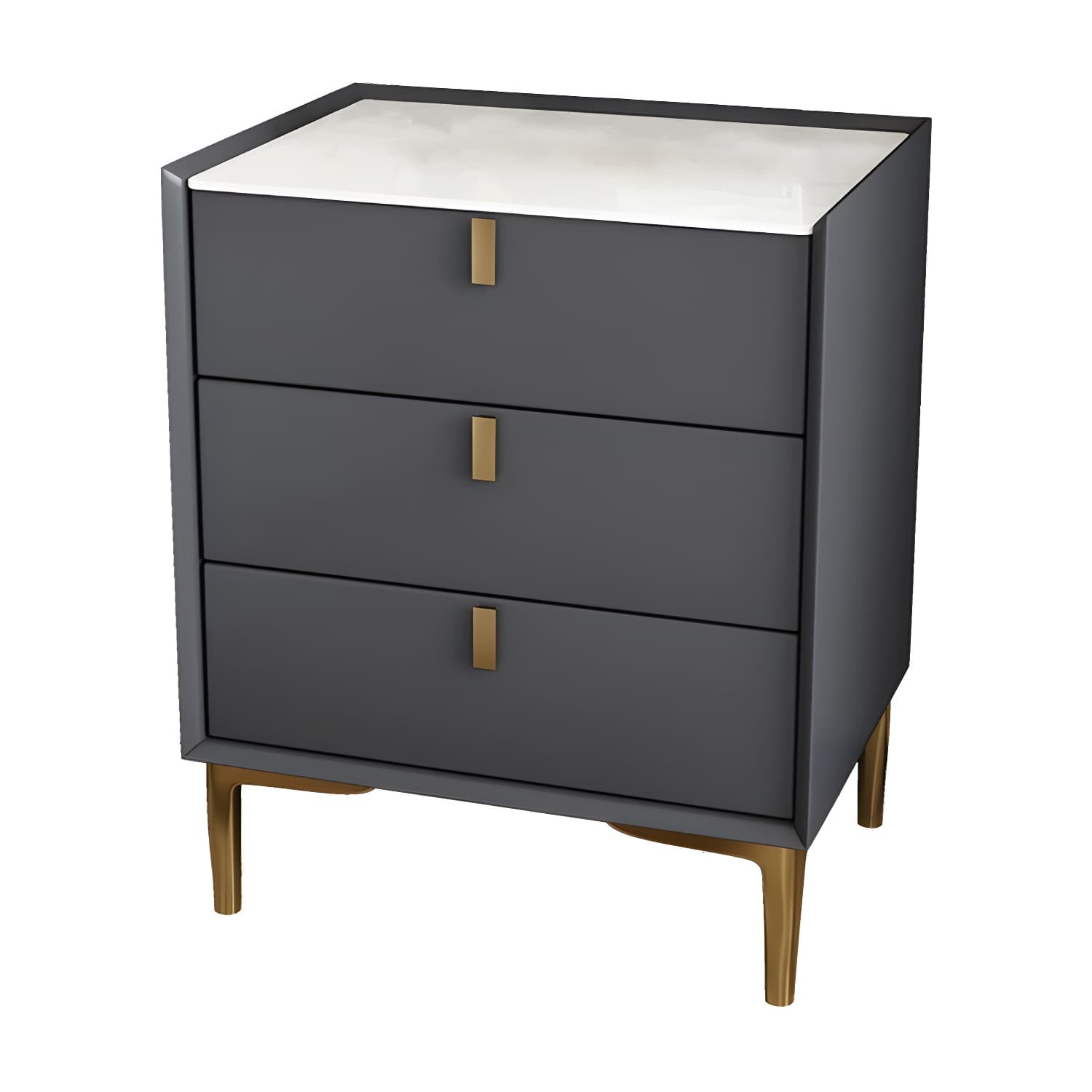 Glam Style Sintered Stone Top 3-Drawer Nightstand with Legs for Bedroom - image 14