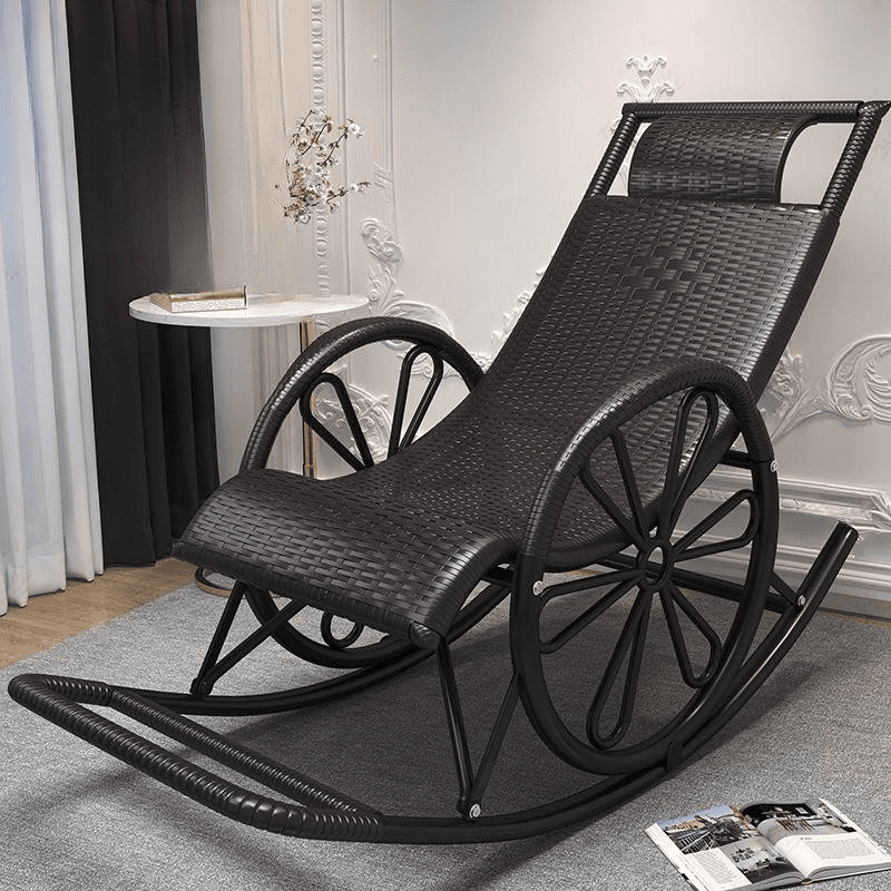 Craftsman Style Cane Rocking Seat with Round Arm