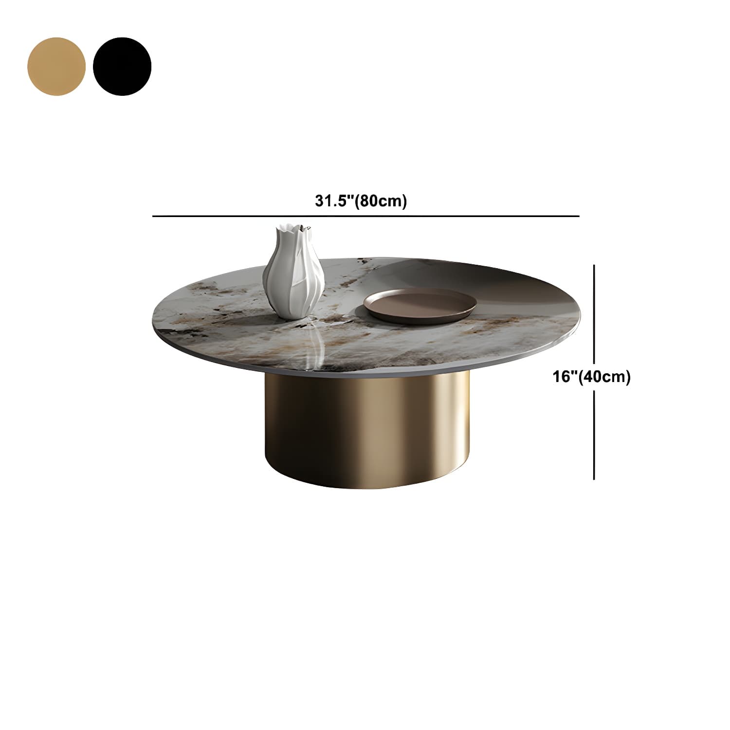 Glam Style Round Nesting Coffee Table Set with Steel Pedestal Base - image 17