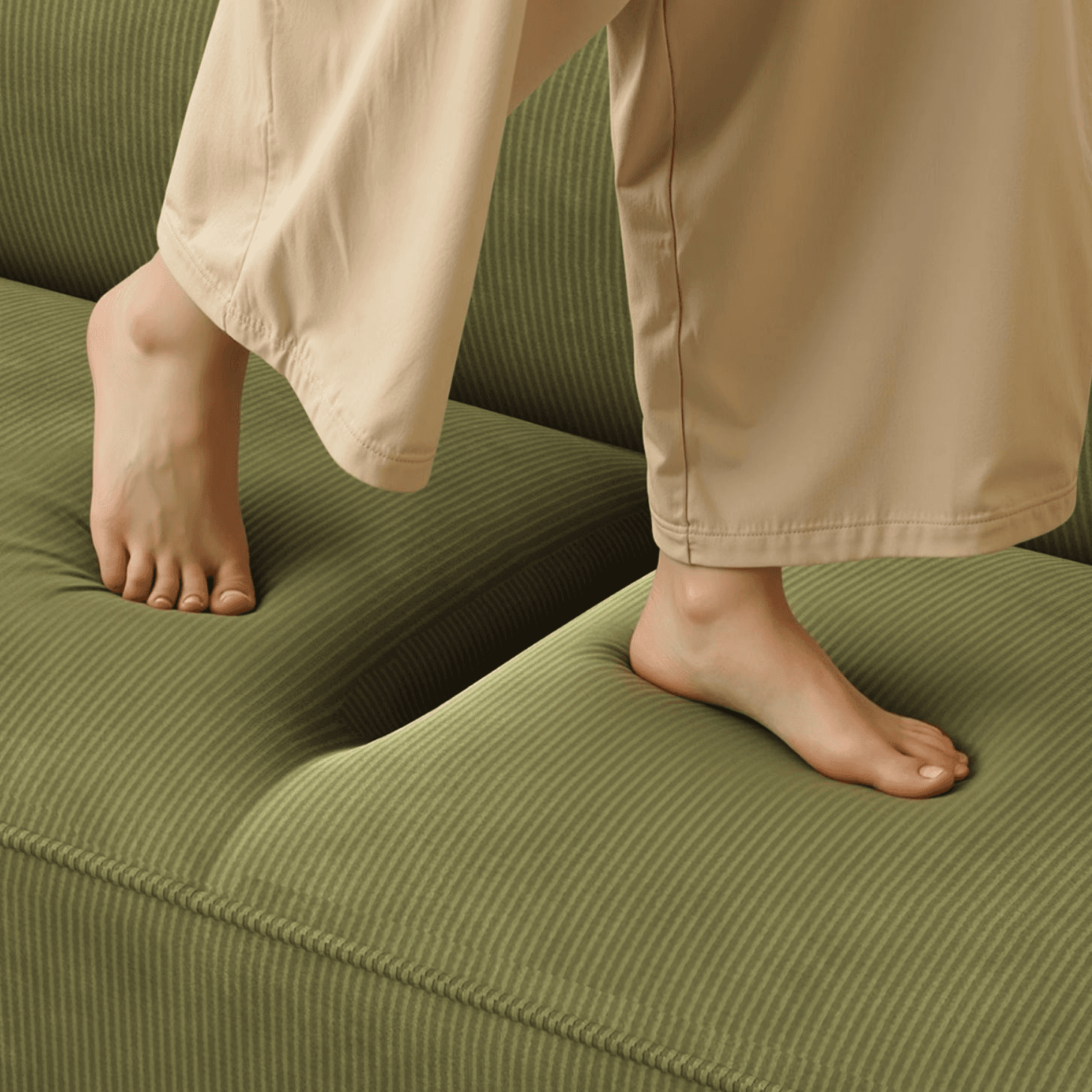 Trendy Solid Color Stain Resistant Loveseat in Emerald Green/Auburn/Beige for 2 People - image 12
