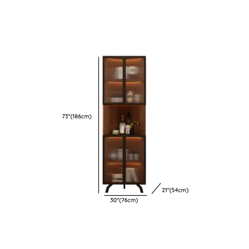Simple Corner Accent Cabinet with Closet, Laminate, Glazed Door, and Brown Top - image 14