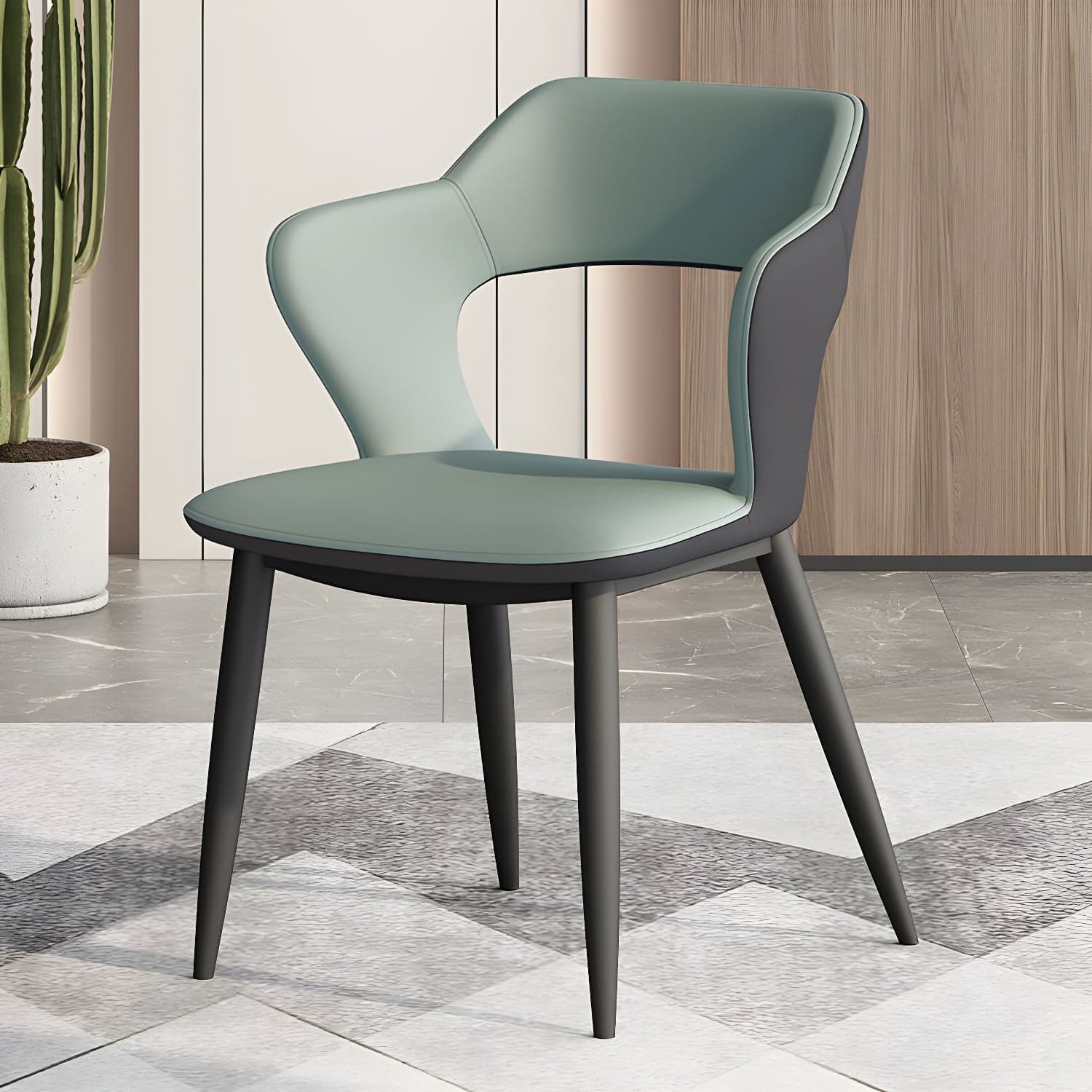 Metal Modern Indoor Side Chair with Arms Matte Finish Open Back Dining Chair - image 7