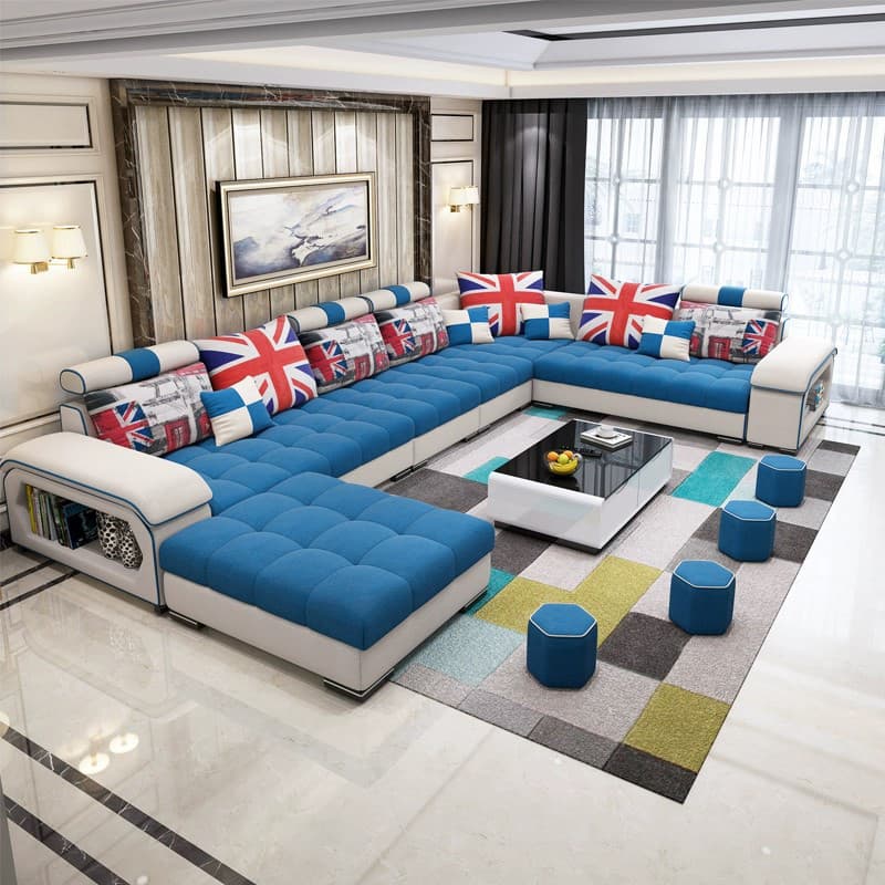 Modern Wooden U-Shape Reversible Modular Corner Sectional Set with Storage and Ottoman - image 13