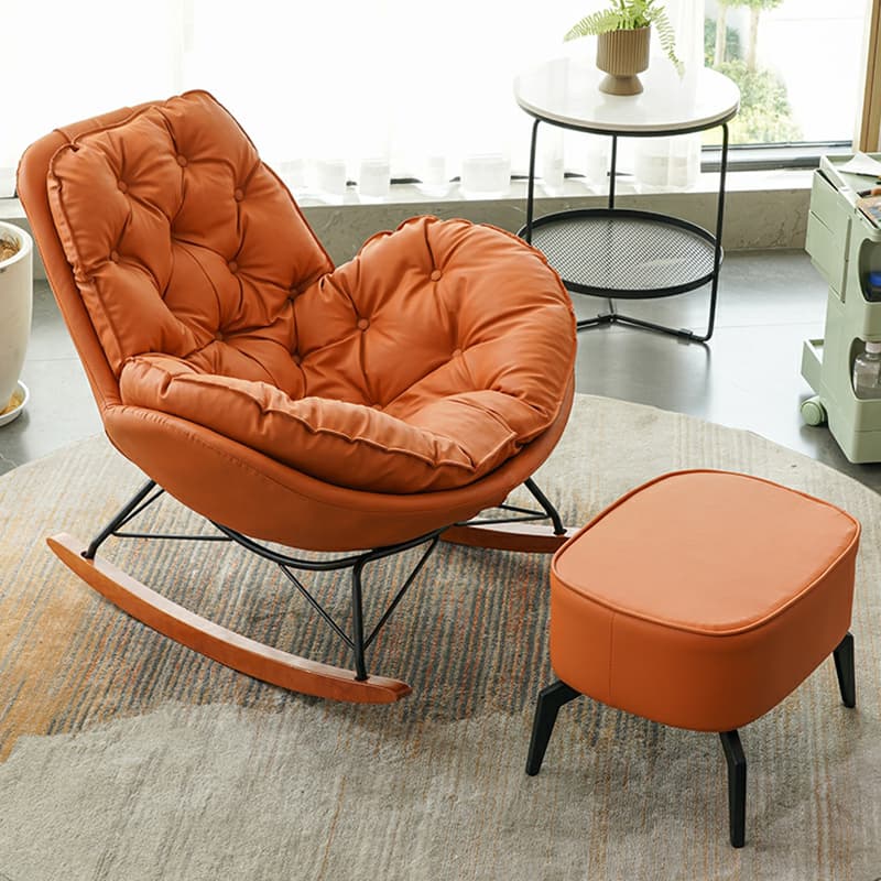 Ergonomic and Stationary Solid Wood Maternity Rocking Chair with Back and Flared Arm - image 14