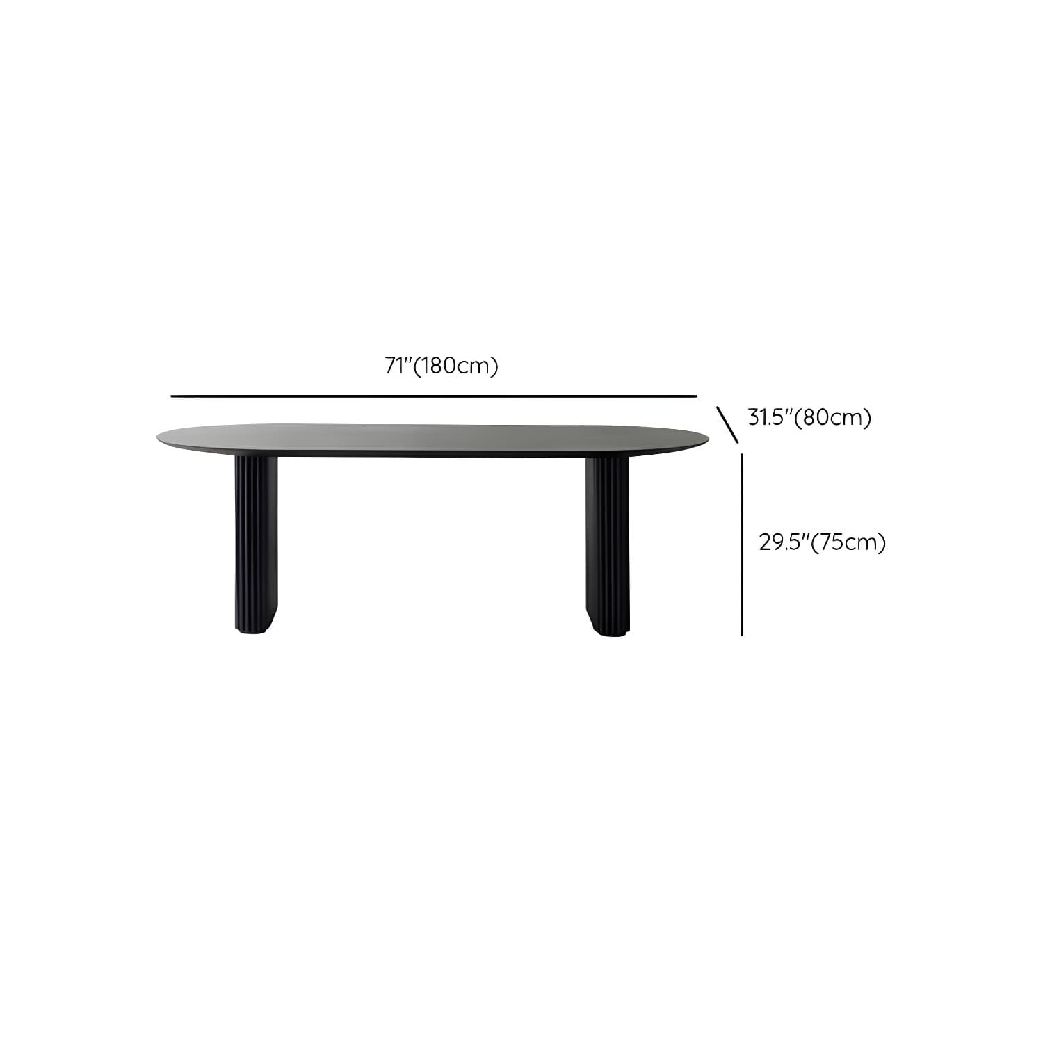 Modern Oval Dining Table Black Wooden Dinner Table for Dining Room - image 14