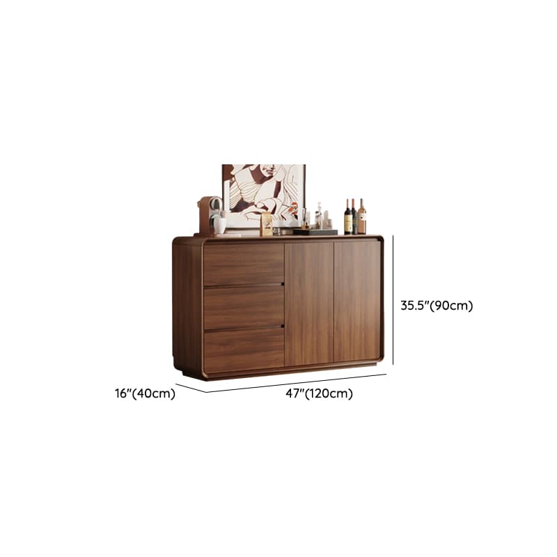Sepia Simplistic Sideboard with 3 Drawers, Standard Size, Adjustable Shelving, and Multiple Doors Storage Cabinets - image 9
