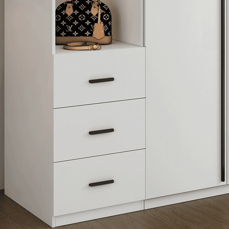 White Lumber Detached Wardrobe Closet with Soft Close Drawer, Door, Interior Shelves, and Clothing Rod - image 8