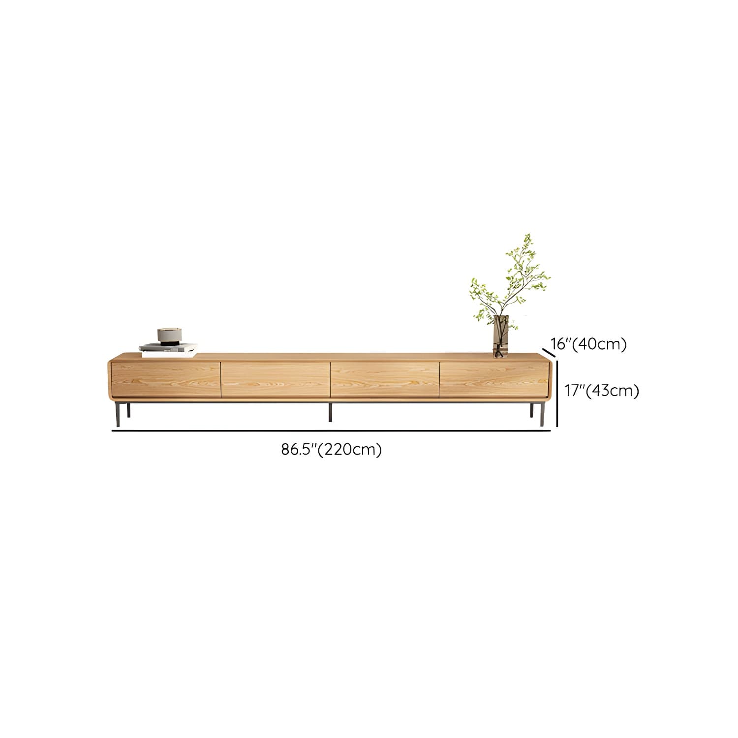 Contemporary Wood Media Console TV Stand in Natural with Drawers - image 23