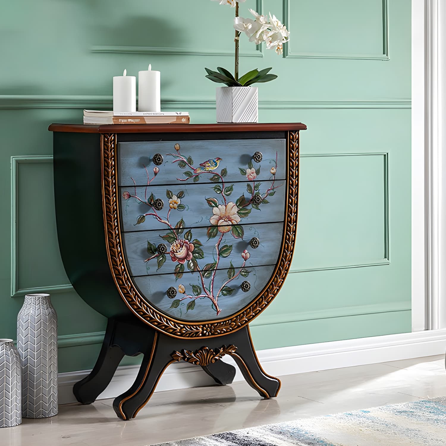 Rustic Wood Chest Vertical Chest with Drawers for Living Room - image 12
