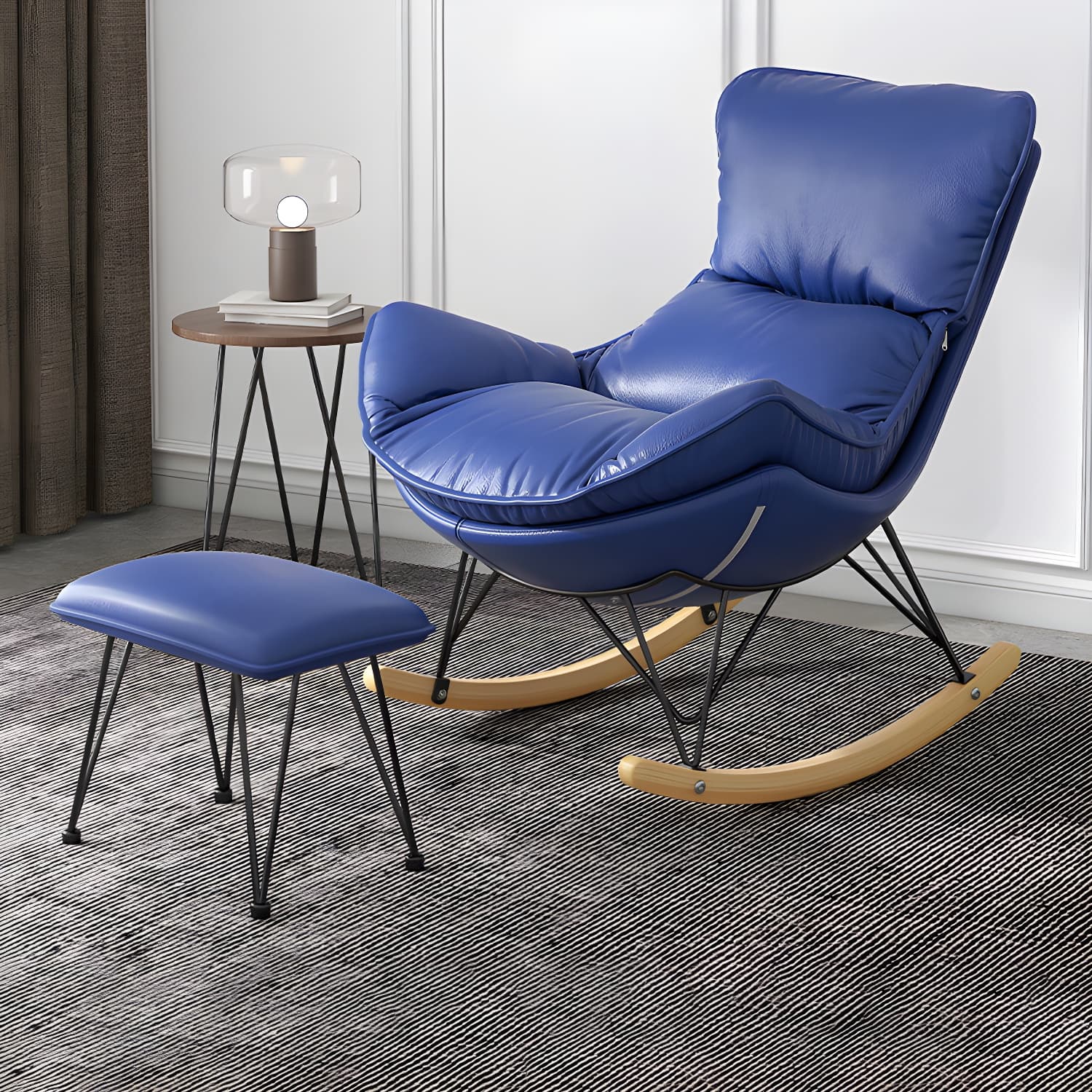 Solid Wood Rocking Chair Contemporary Rocker Chair with Padded Seat
