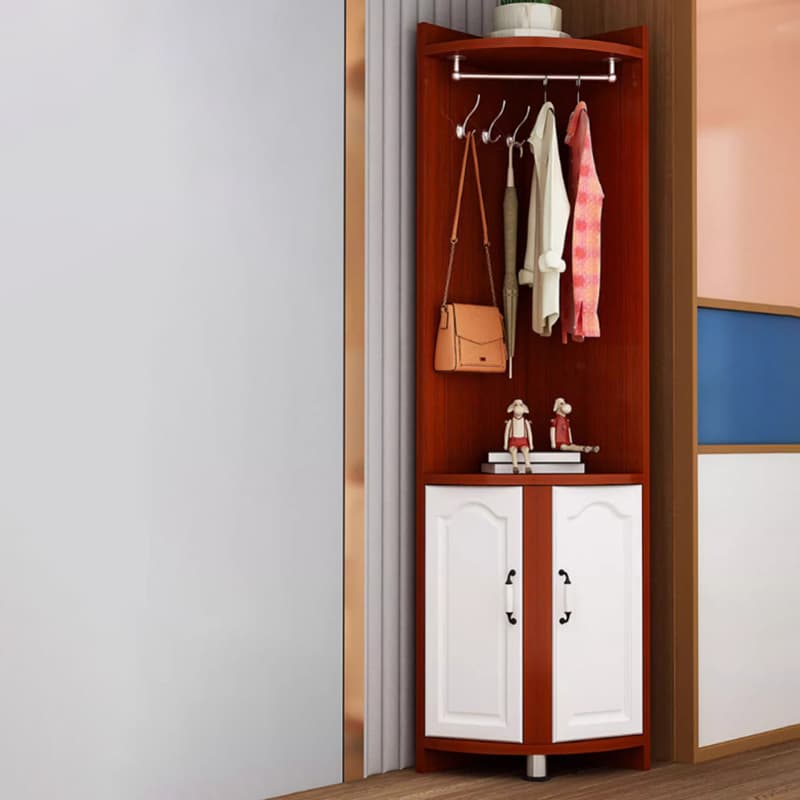 Scandinavian Wood Corner Accent Cabinet with 1 Cabinet and Opening Shelves for Room - image 6