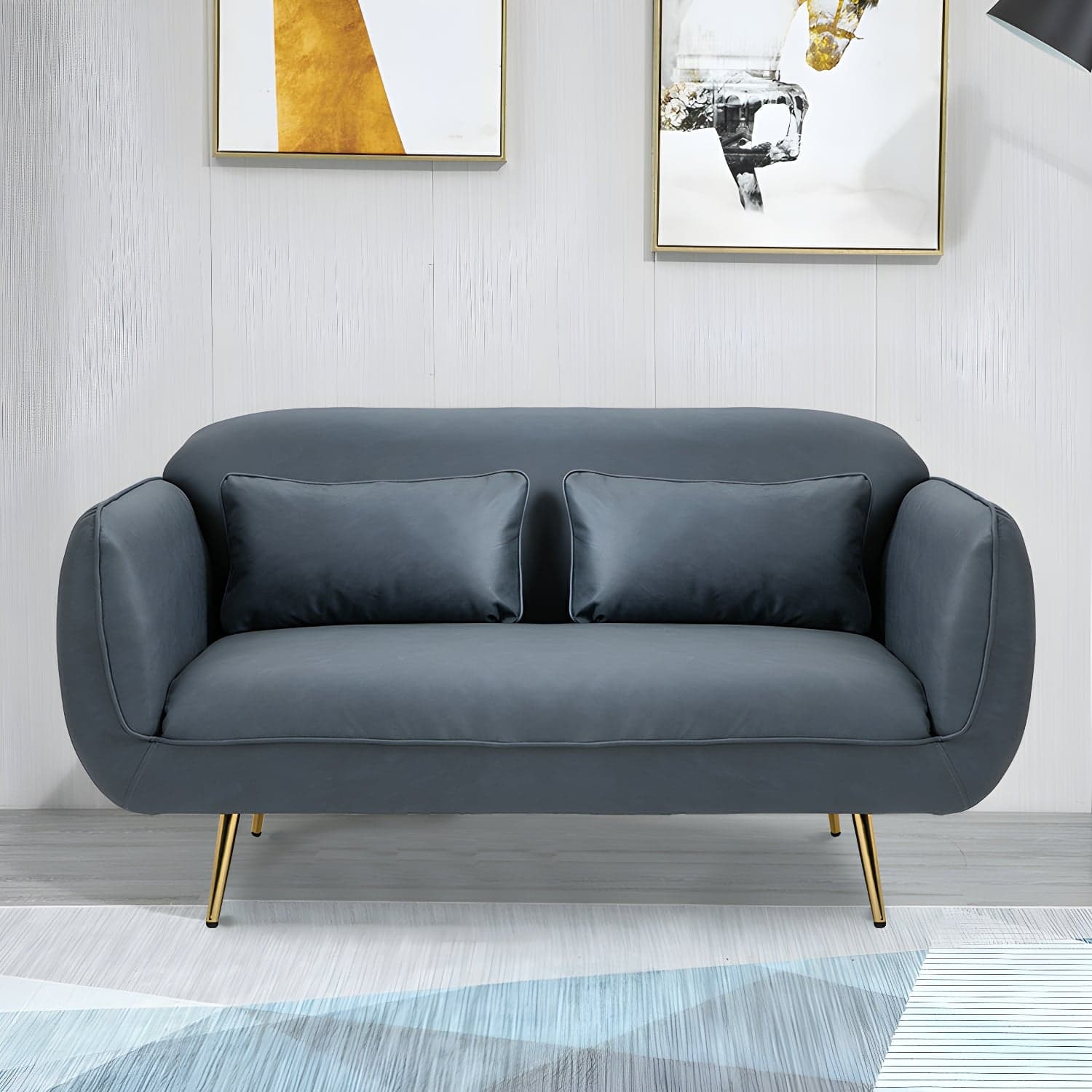 Glam Tight Back Loveseat with Flared Arm and Extra Pillows for Home and Apartment - image 4