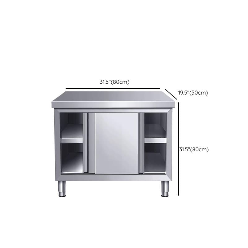 Silver Scullery Sink Cabinet with Reflecting Stainless Alloy Countertop, Self-supporting and Culinary Equipment Storage - image 22