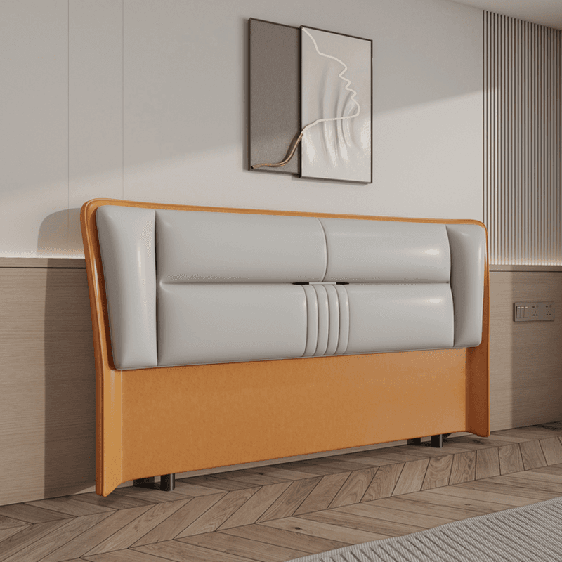 Trendy Wingback Headboard with No Distressing in Natural Wood, Rectangle Shape for Full/Queen Bed with Sponge Upholstery and Standard Height - image 6
