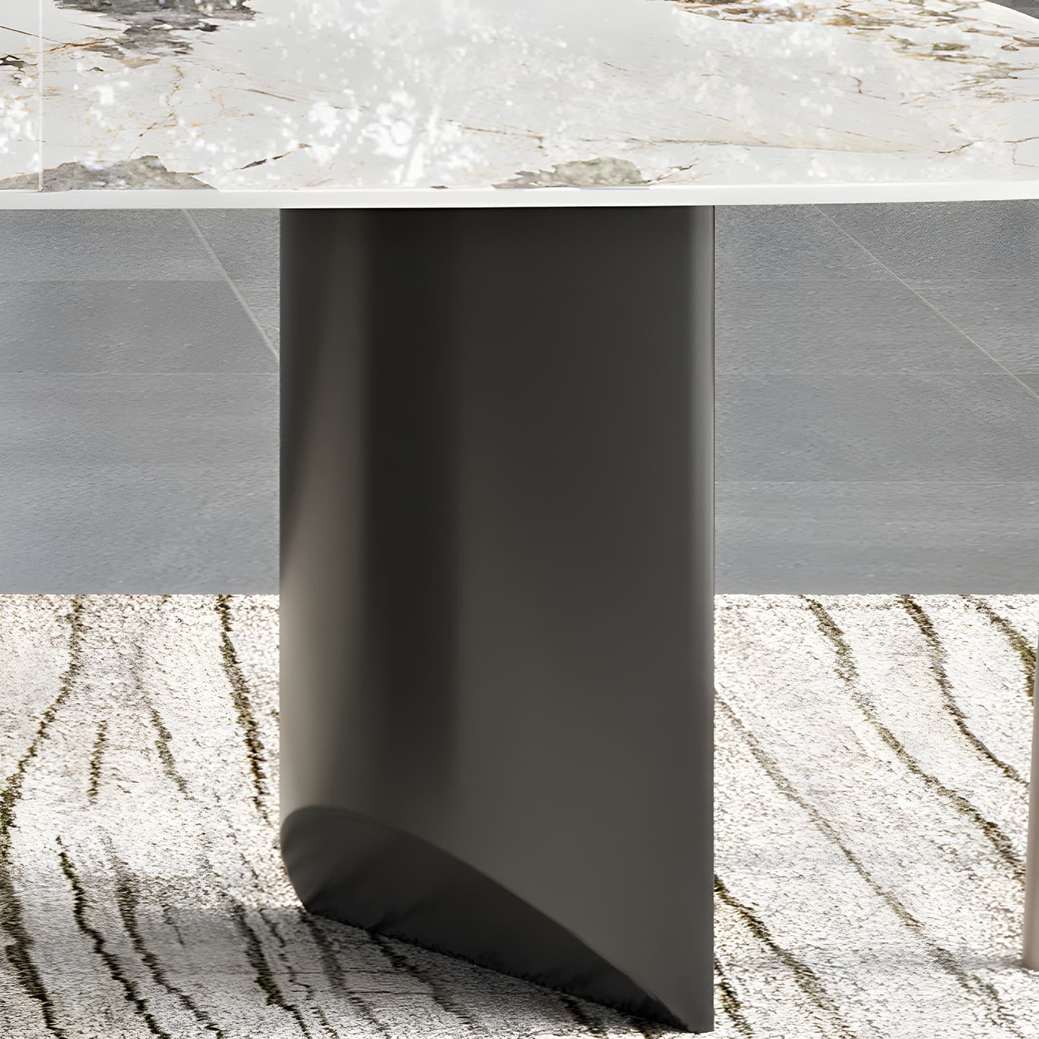 Rectangle Dining Table Sintered Stone Top Modern White Table with Black Legs - image 7